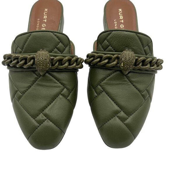 Kurt Geiger London Soho Mule Drench 35.5 Quilted Olive Chain Eagle Head Leather - Picture 3 of 13